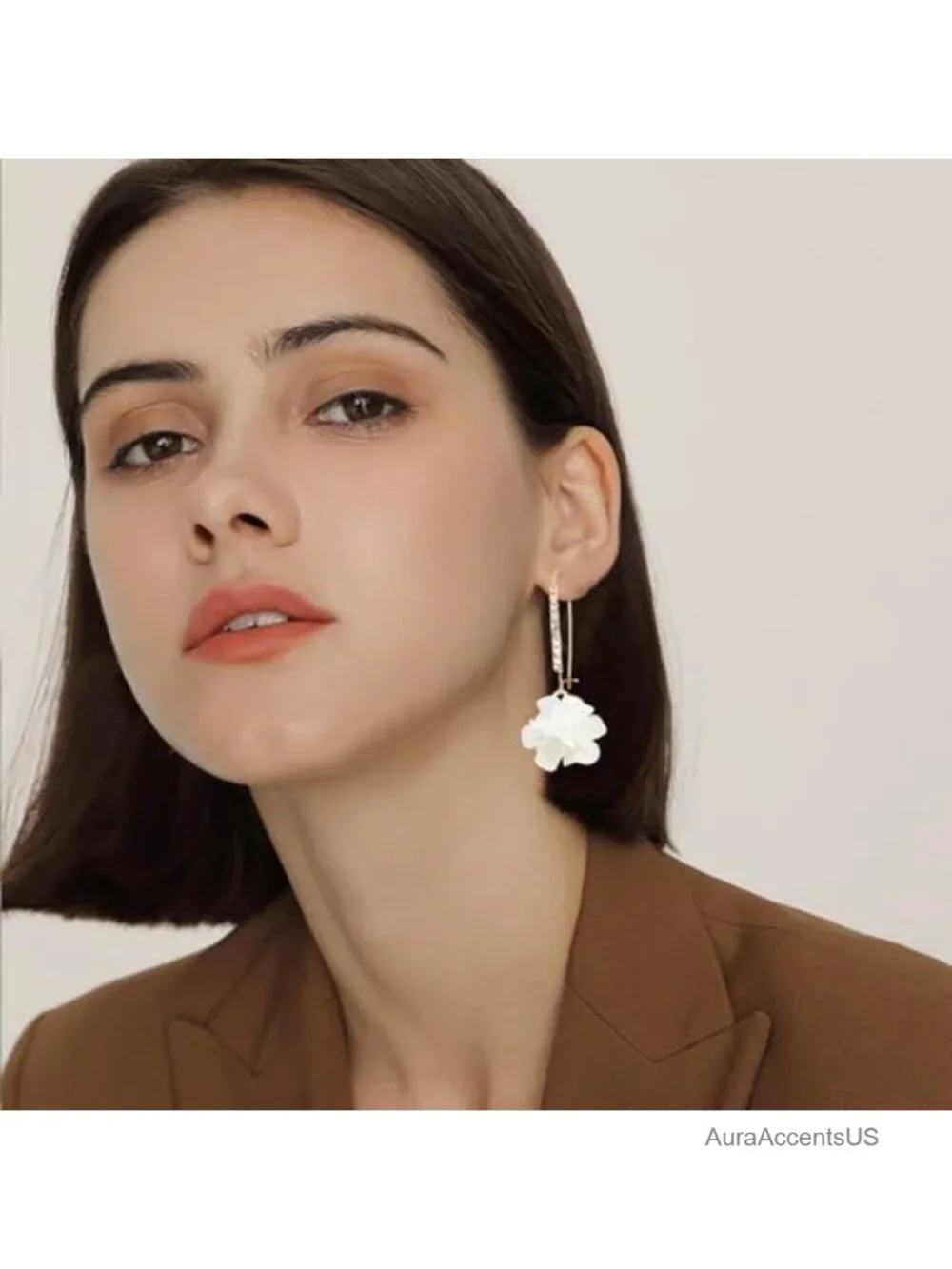 Boho Flower Dangle Earrings Long Drop Resin Acrylic Tiered Petal Statement
